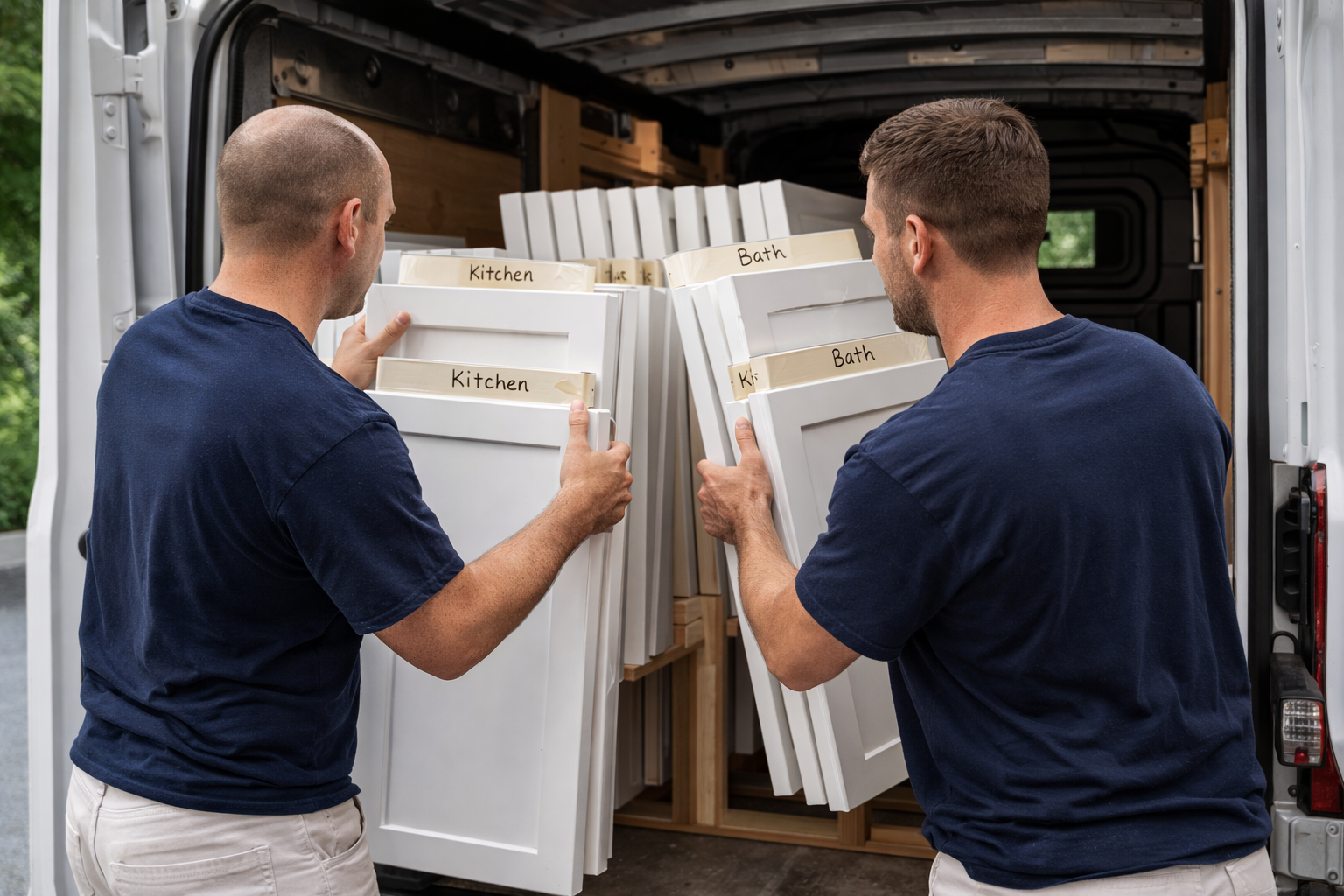 Organized cabinet doors and scheduling