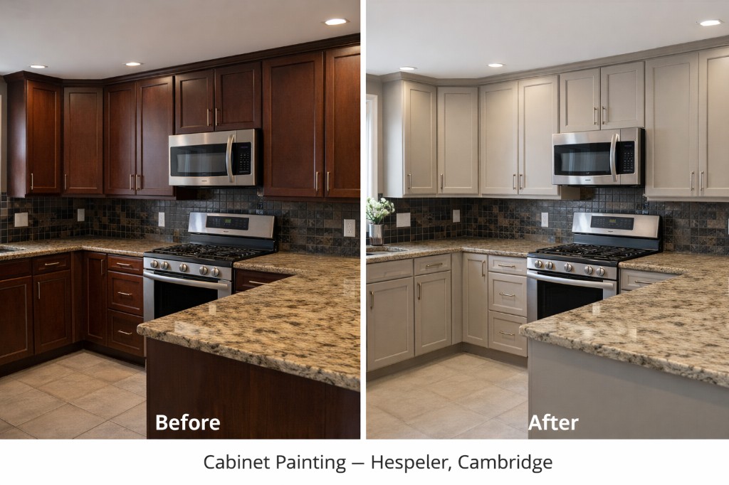Kitchen Cabinet Painting project in Hespeler, Cambridge