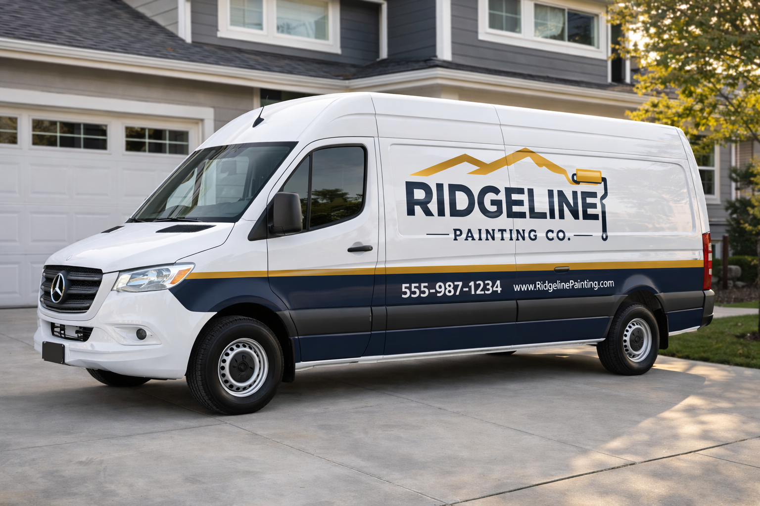 Ridgeline Painting Co. truck parked on a job site in Waterloo Region